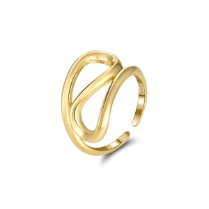 Minimalistischer S925 Sterlingsilber Ring gewebt und vergoldet mit offenem Design für Damen