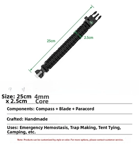 Detail view of survival paracord bracelet with compass and buckle for camping