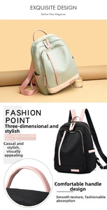 Close-up of waterproof nylon backpack with comfortable handles and contrast zippers