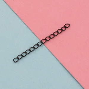 Macro shot of 5cm black metal extension chain for DIY jewelry making and necklaces