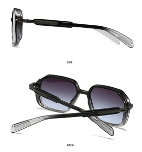 Vues détaillées de côté et arrière de lunettes aviateur avec verres dégradés et monture