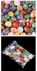 Polished natural crystal and agate stones in a clear PE bag for home decor