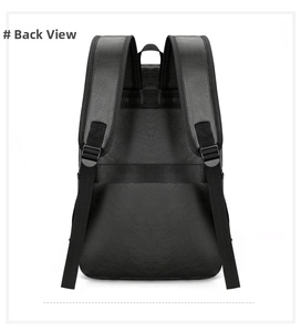 Detail of travel backpack back panel with trolley sleeve and padded shoulder straps