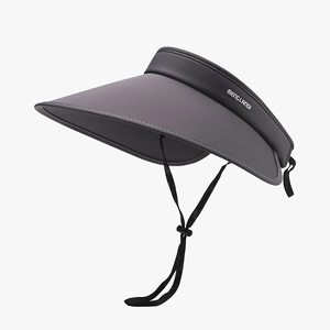 Cappello parasole da donna a tesa larga in seta di ghiaccio grigio scuro con cordino