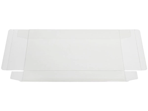 Detailed view of the flat unfolded structure of a clear PVC Christmas advent candy box