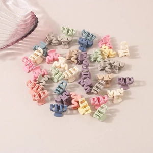 Set of matte mini wave hair claws in pastel macaron colors for women and girls