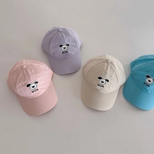Breathable quick-dry kids baseball caps with cute puppy embroidery in macaron candy colors
