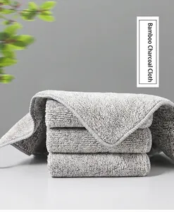 Bamboo Charcoal Microfiber Dishcloth Kitchen Cleaning Highly Absorbent Oil Resistant Thick Soft Grey Towel