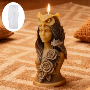 Moule En Silicone Bougie Déesse Hibou Rose DIY Relief Buste De Femme 3D Pour Résine Savon Plâtre Sculpture Arôme