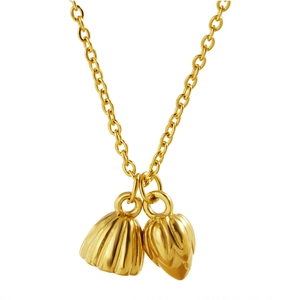 Minimalist gold lotus flower and seed pod pendant necklace for women in vintage style