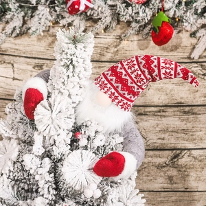 Christmas Gnome Tree Topper Hugger Knitted Fabric Faux Fur Long Arm Faceless Nordic Plush Home Holiday Ornament Decor
