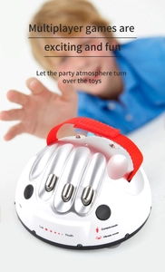 Close-up of electronic lie detector toy with shock and vibration modes for party games