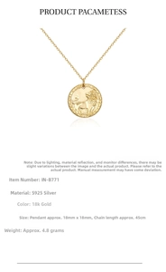 Macro detail of 925 sterling silver coin necklace featuring a 3D embossed lion pendant