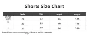 Size chart for seamless yoga shorts showing waist and hip measurements for S M L sizes