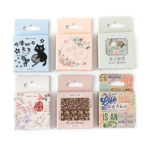 Set di 6 scatole di adesivi decorativi con gatti, fiori e motivi vintage per scrapbooking