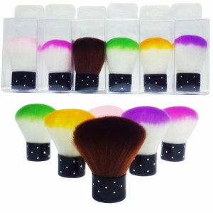 Set of 6 mushroom nail dust brushes with gradient soft bristles and polka dot handles