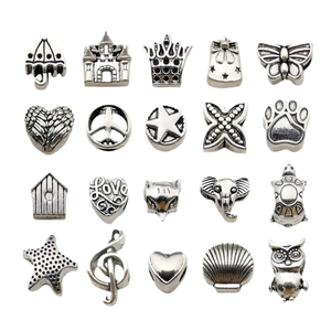 Set of 20 antique silver alloy charms including crown, heart and star for DIY jewelry
