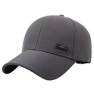 Gorra de béisbol gris oscuro para hombre en sarga con parche decorativo de cuero NLS