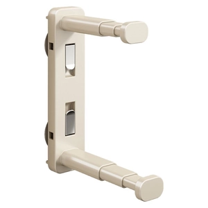 Wall-mounted retractable laundry hanger rack with dual arms and suction cups in cream white