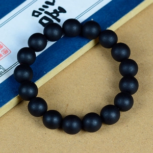 Bracelet de perles bouddhistes en bois de santal noir mat pour hommes et femmes