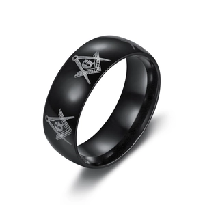 Masonic Ring Stainless Steel Engraved Square Compass Letter G Vintage Band Jewelry For Men Retro Hip Hop Fashion Accessory