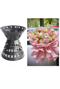 Detail of black plastic flower bouquet structure for 52-99 stems with hollow holes