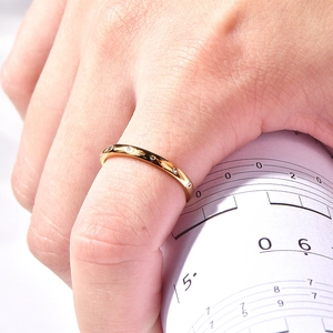 Fashion Stainless Steel Gold Plated Ring For Women Minimalist Zirconia Inlaid Geometric Band Finger Ring Jewelry Gift