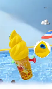Detail showing the leak-proof sealed water plug design on a yellow ice cream water gun