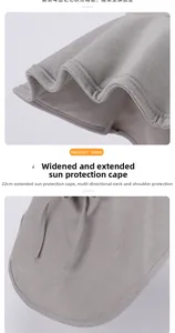Detail of light gray sun hat neck flap with 22cm extension and adjustable drawstring