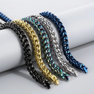 Polished titanium steel cuban links in black, gold, silver, blue and rainbow colors