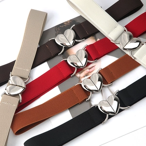 Ceintures élastiques pour femmes avec boucles en métal en forme de cœur en six couleurs