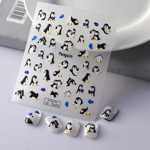 5D Embossed Penguin Nail Art Stickers Cute Cartoon DIY Manicure Decoration Decals TS-279