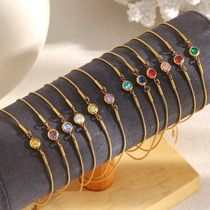 Bracelets chaîne serpent en plaqué or 18 carats sertis de zircons colorés variés