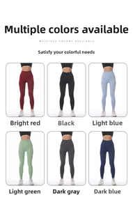 Detailed grid view showcasing six vibrant colors of high-waist seamless yoga leggings