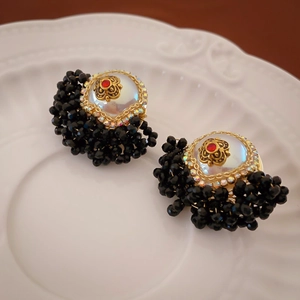 Vintage Barock Blumen Ohrstecker Mit Kunstperle Kristall Strass Und Silbernem Ohrstecker Französischer Palaststil Für Frauen