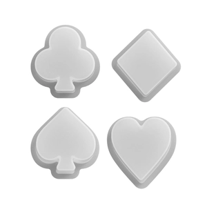 Set of 4 silicone molds featuring classic poker suit shapes for DIY candles and resin craft