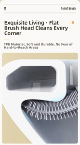 Detail of the soft and durable TPR bristles on the flat L-shaped toilet brush head