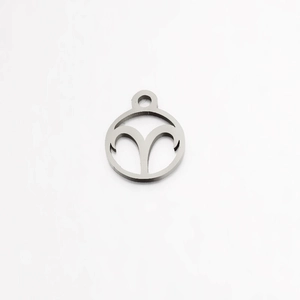 Polished stainless steel Aries zodiac charm with cutout design for DIY jewelry making