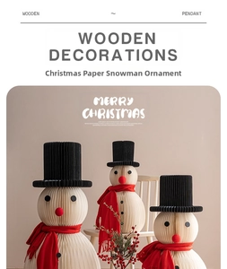 Three-piece set of origami paper snowmen with red scarves for desktop holiday decor