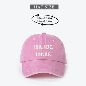 Size chart showing head circumference 56-58cm for the pink washed cotton baseball cap