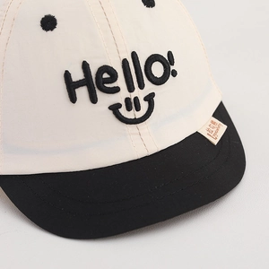 Kids quick-dry baseball cap with Hello smile embroidery and contrast short brim