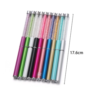 Colorful 17.6cm metal mascara brushes with crystal rhinestones and crown design
