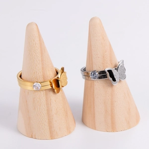 Dual butterfly rings in gold and silver finish with frosted wings and zircon stones