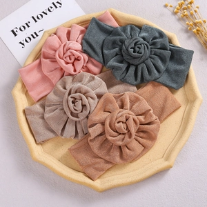 Baby Flower Headband Soft Elastic Ribbed Fabric Hair Band Toddler Infant Newborn Headwear