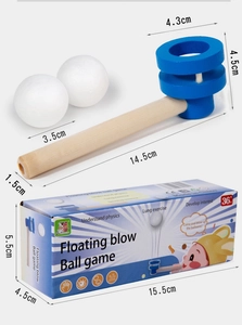 Detailed dimensions of the floating blow ball game with wooden pipe and white balls