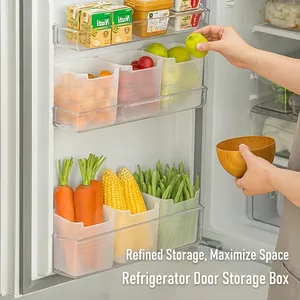 Translucent refrigerator side door organizer with U-shaped opening for fresh food storage
