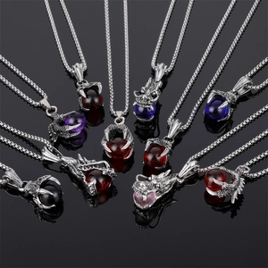 Collier Pendentif Dragon Acier Inoxydable Hip Hop Gothique Griffe De Dragon Avec Pierre Gemme Bijoux Pour Hommes Femmes