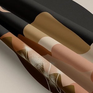 Close-up of thick woven tapestry fabric with modern abstract geometric patterns