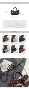 Detailed dimensions and color options for the chic saddle bag with two front pockets