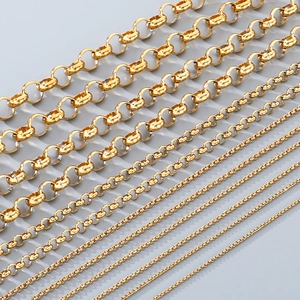 Various sizes of golden 304 stainless steel pearl egg chains for DIY jewelry making